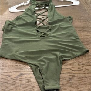 Lux Olive Green Bodysuit